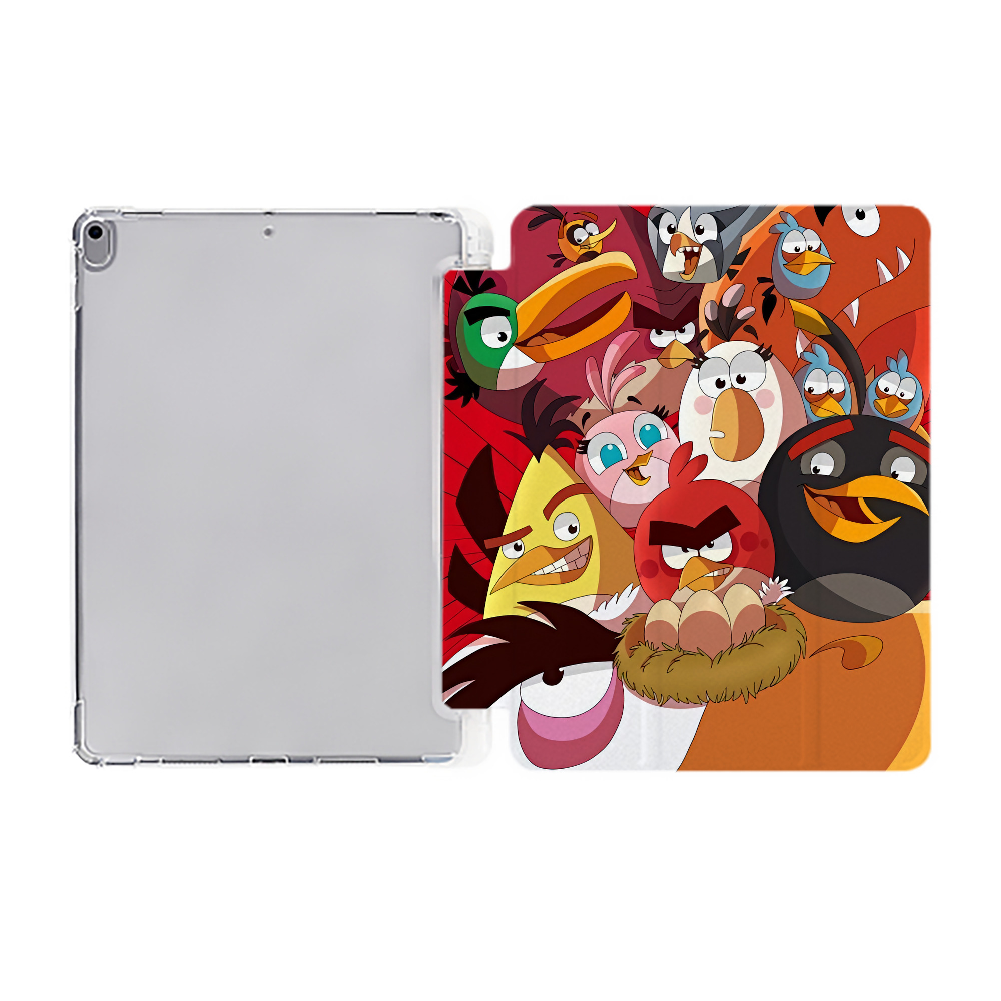 （画像用） Angry Birds アングリーバード IPad ケース ペン収納付き 三つ折りスタンド PUレザー×シリコン 対応機種9.5/10.5/10.9インチ